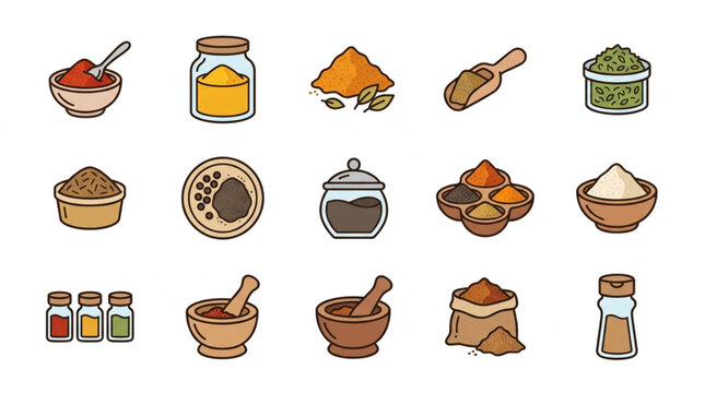 Collection of Spices and Seasonings in Various Containers.