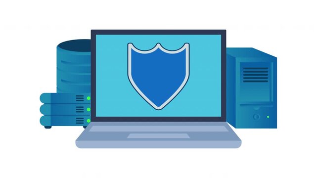 Cybersecurity Infrastructure Animation with Secure Server Database and Protected Network Concept