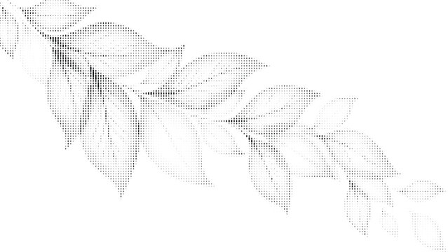 Black halftone branch with leaves elegant dotted floral design element, retro pop art style