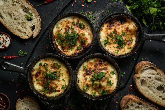 Authentic Argentine Halal Provoleta with Melted Cheese, Fresh Parsley, and Rustic Bread
