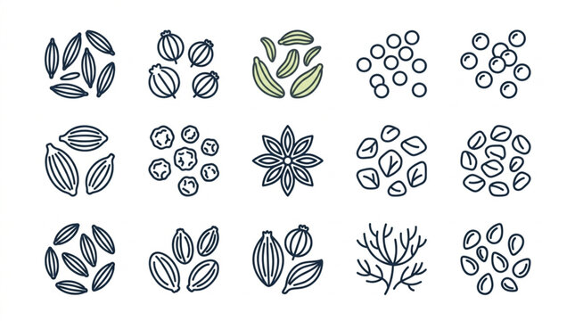 Collection of Hand Drawn Spices and Herbs Illustrations.