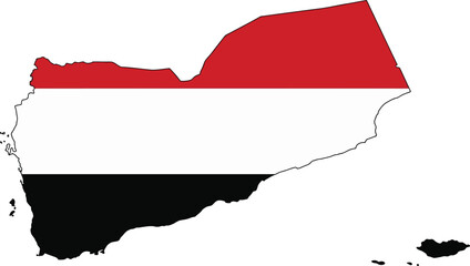 Fototapeta premium Graphic outline of yemen featuring national flag middle east geography territory sovereignty