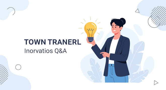 Woman with Glowing Light Bulb, Symbolizing Idea, Innovation, and Q&A Session