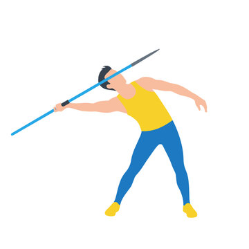 Javelin thrower athlete competing in track and field event