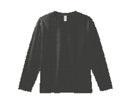 Retro halftone long sleeve t-shirt with circle dot pattern vector illustration isolated on white background