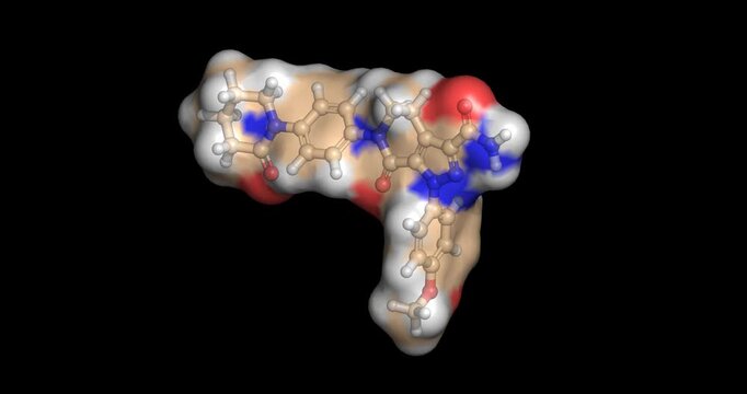 Apixaban, direct factor Xa inhibitor for stroke prevention and venous thromboembolism, 3D molecule spinning, 4K