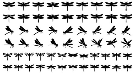 Dragonfly Silhouette Pack Vector Insect Icons for Nature Wildlife and Logo Design © MstRAJIA