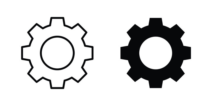 Cogwheel icon bundle modern line and clipart style collection