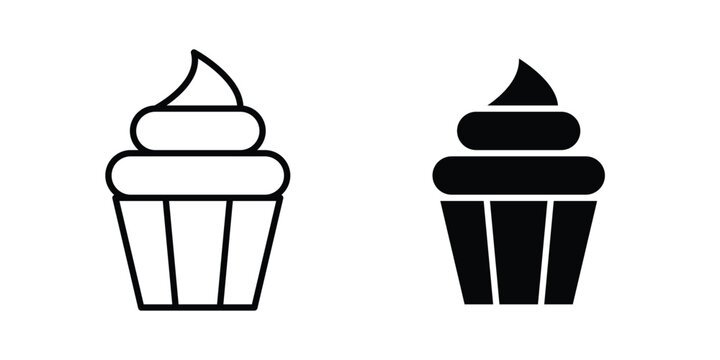 Cupcake icon bundle modern line and clipart style collection