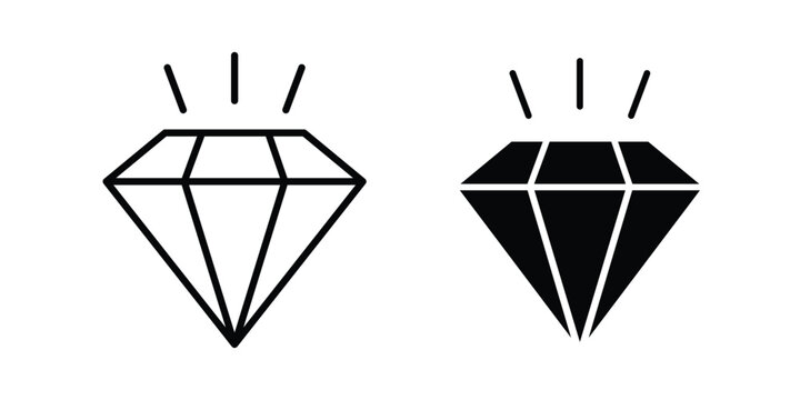Diamond icon bundle modern line and clipart style collection