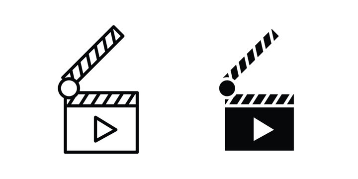 Film clapperboard icon bundle modern line and clipart style collection