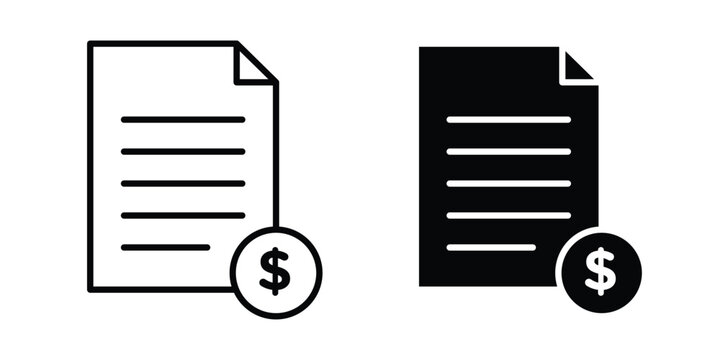 Invoice payment icon bundle modern line and clipart style collection