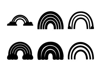 Obraz premium Set of colorful rainbow arches and half circles icons - A clean collection of stylish rainbow arches and half circles in black and white, perfect for modern designs and illustrations.