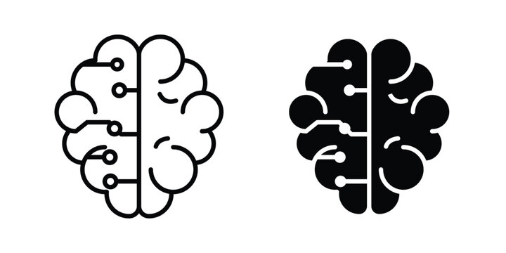 Machine learning icon bundle modern line and clipart style collection