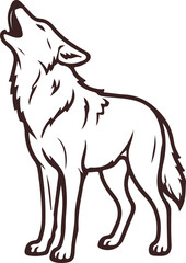 Obraz premium Howling wolf line art illustration for nature branding