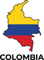 Obraz premium Colombia national flag map silhouette vector illustration isolated geographic country shape design for travel education