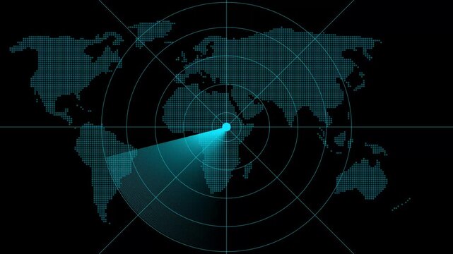 Radar screen showing scan results, multiple targets detected. Abstract radar screen digital interface. Futuristic radar screen interface with cyan digital grid and scanning beam. Scanning navigation