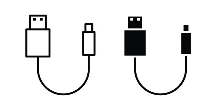 USB cable icon bundle modern line and clipart style collection