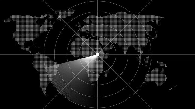 Radar screen showing scan results, multiple targets detected. Abstract radar screen digital interface. Futuristic radar screen interface with cyan digital grid and scanning beam. Scanning navigation
