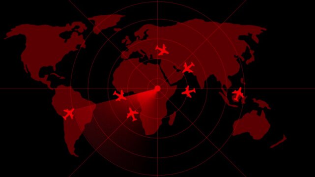 Aircraft signal and guidance radar. Radar animation for flight control. Radar icon animation.4k Tactical Radar Scanning for Enemy Threats, Military HUD Interface, Radar Sweep Detecting and Locking