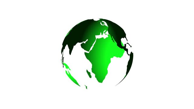 Animation of rotating globe of the Earth planet icon animated. World globes rotate animate on black background. Animated 3d rotation earth glob space with star and galaxy motion background.