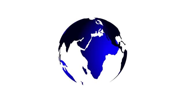 Animation of rotating globe of the Earth planet icon animated. World globes rotate animate on black background. Animated 3d rotation earth glob space with star and galaxy motion background.