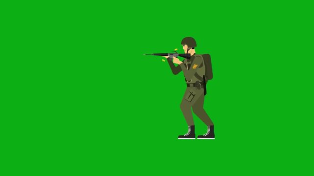 soldier military army combat uniform rifle standing patrol service premium stock media clip for professional video editing projects. this high-end visual element is perfectly