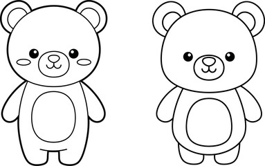 Obraz premium Kawaii bear coloring page design cute cartoon bears for kids