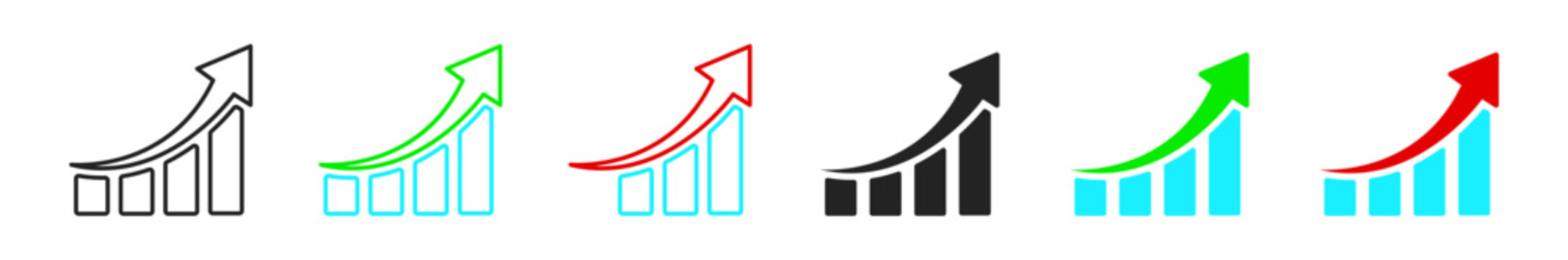 financial growth chart. financial growth bar chart with arrow icons showing business success trend