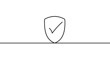 line shield check. continuous one line shield check mark drawing for security and protection concept © Sabbir