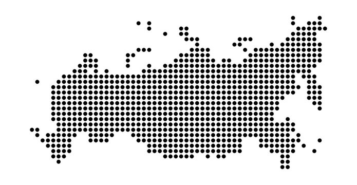 russia dotted map. dotted silhouette map of russia for geographic data visualization or presentation graphics