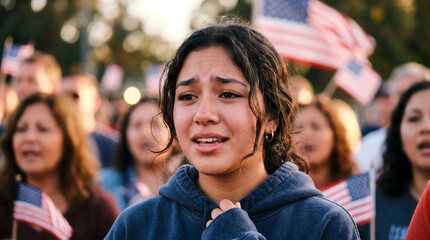 Fototapeta premium Emotional Young Woman During Community Gathering Authentic Human Expression Lifestyle Portrait