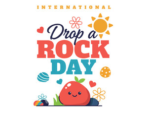 Fototapeta premium International Drop a Rock Day Vector Art, Positive Message Rock Painting and Sharing Concept