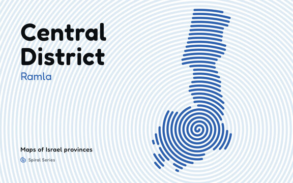 Spiral pattern map of Israel Central District with administrative center in Ramla