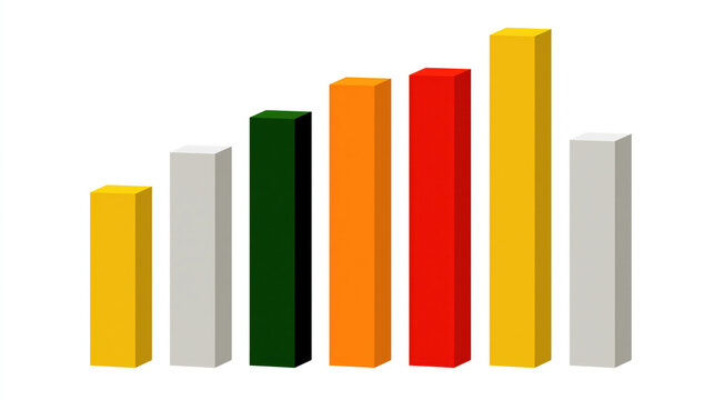 Bar chart colorful graph financial data business growth rising column analytics performance comparison statistic report infographic 3d bar diagram metric success finance economy profit loss trend