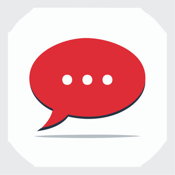 Red Speech Bubble Icon with Ellipsis