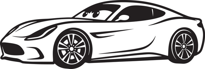 Fototapeta premium Sports Car Silhouette Black And White Vector Illustration