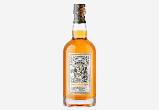 Glass Bottle Mockup Isolated