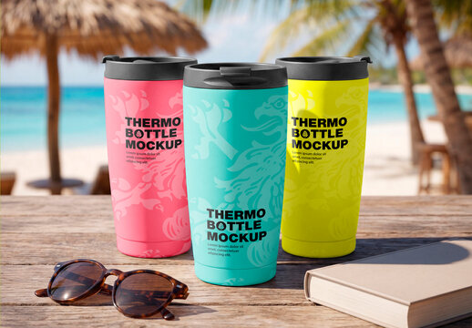 Travel Tumbler Mockup Set on Table