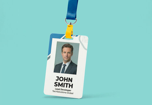 Blank vertical ID badge mockup minimal style