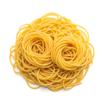Fresh golden yellow spaghetti noodles pile