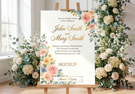 Blank Poster On Easel Mockup &ndash; Event Display Setup