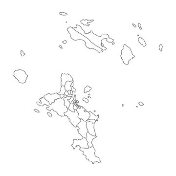Outline map of Seychelles showing its provinces and islands, Vector illustration map of Seychelles with minimalist design, clean geographic outline, Low detailed. Solid simple style.