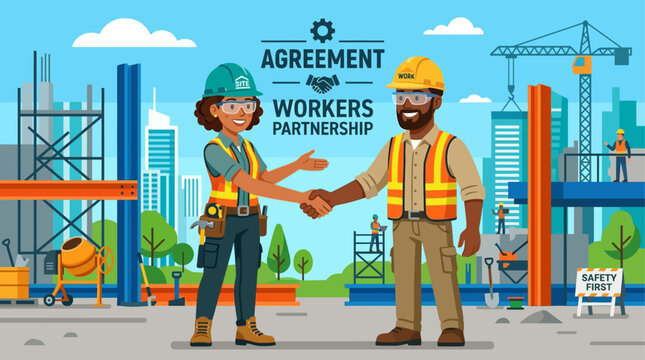 Workers Celebrate Labor Day with Partnership Agreement on Construction Site