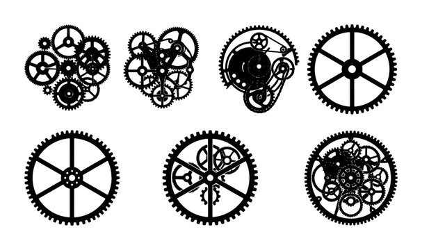 Steampunk Gears Collection, Mechanical Cogwheels Set, Industrial Clockwork Elements, Vintage Machine Parts
