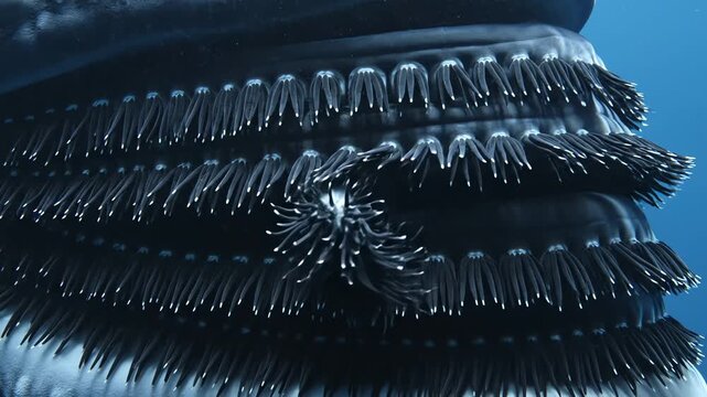 Dynamic Biological Tentacles Undulating in Ocean Depths
