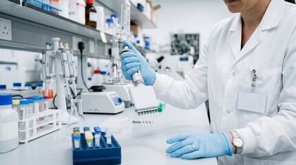 Fototapeta premium Scientist working in laboratory setting.