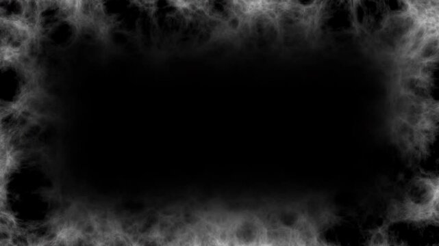 白い霧と煙のホラーフレーム オーバーレイループ素材｜White Smoke and Fog Frame Horror Overlay Motion Loop