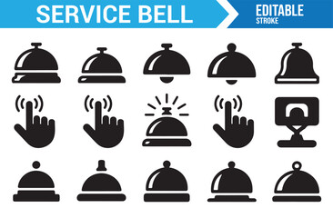 Fototapeta premium Editable Reception Bell Vector Set for Hospitality and Service Industry Designs