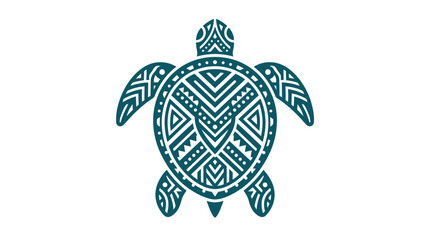 Fototapeta premium Teal turtle tribal art design symbol.